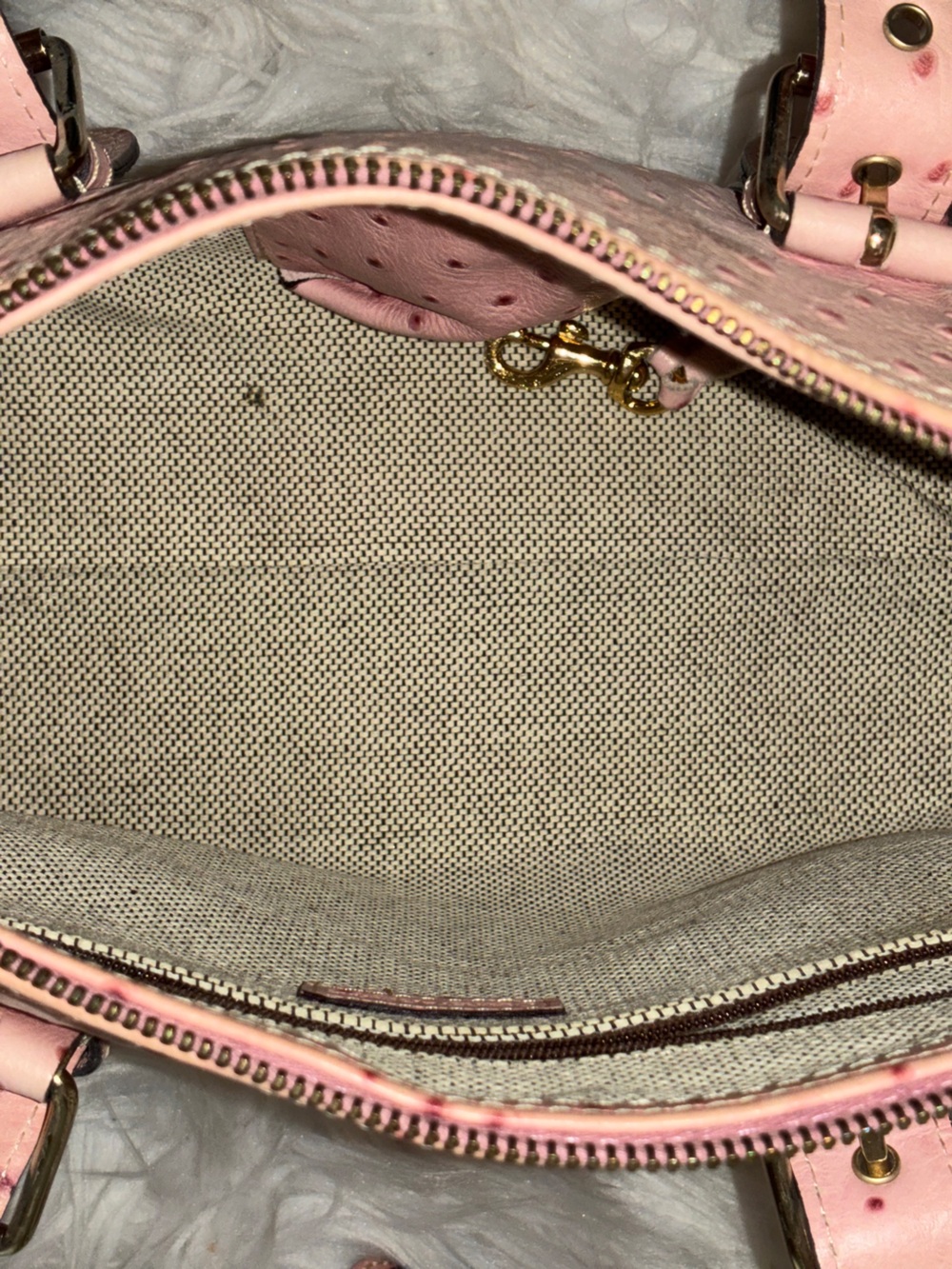 Dooney & Bourke Pink ostrich leather domed satchel purse - Picture 8 of 16